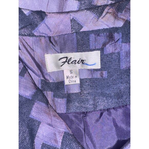 Vintage Y2K 90s Linen Jacket Womens Small All Over Print Purple Fairy Rave Disco - Picture 6 of 11